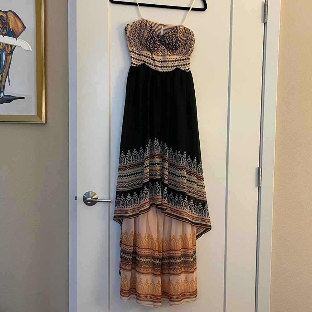 Formal Strapless Black Patterned Free People Dress - image 3